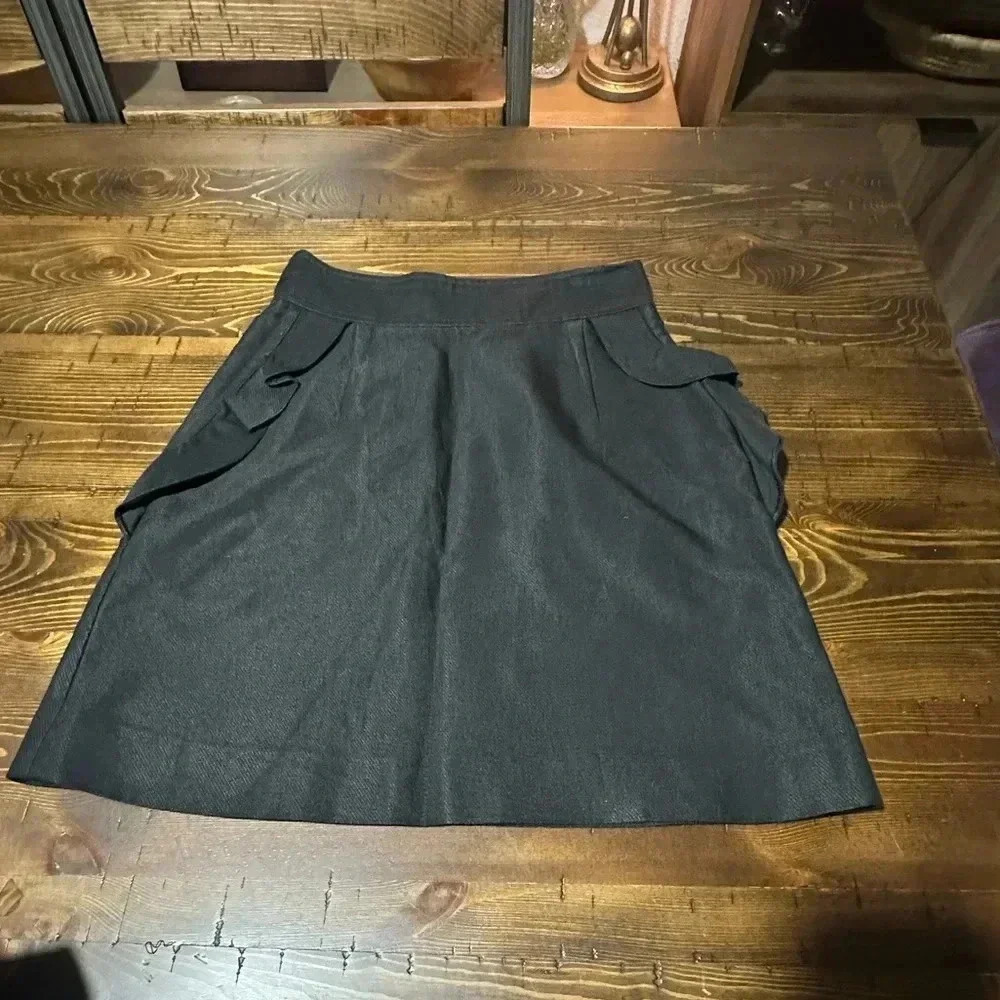 SANDRO Paris Black Ruffle pocket high rise mini skirt size 0 XS - Picture 3 of 7